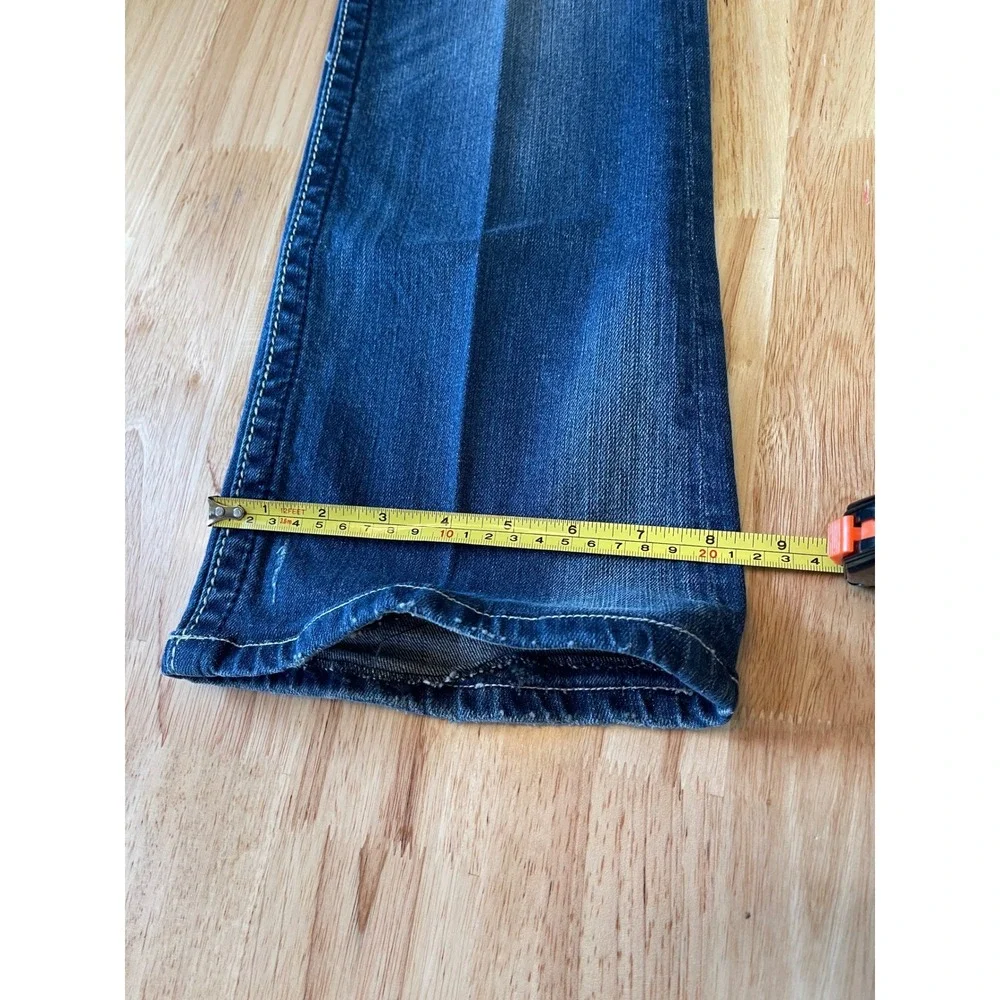 Miss Me JP5046-2 Bootcut Jeans Blue Denim Rhinestone Cross Flap Pocket Womens 31